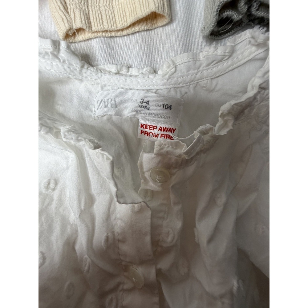 Zara Girls Tops Lot Size 4-5Y White Eyelet Floral Ribbed‎ Long Sleeve 3 Pc - Picture 4 of 11